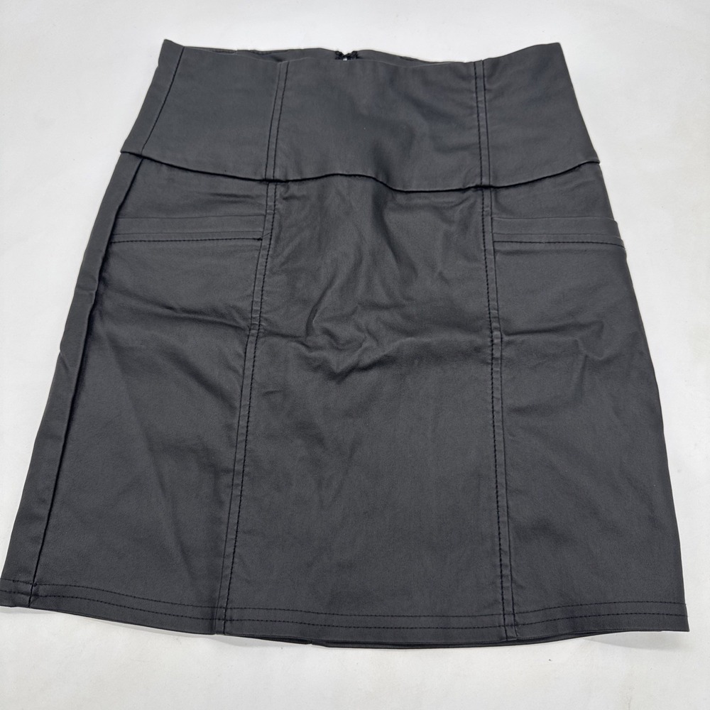 Dazz Women's‎ Pencil Short Skirt Black Lined Zip Faux Leather Size Small